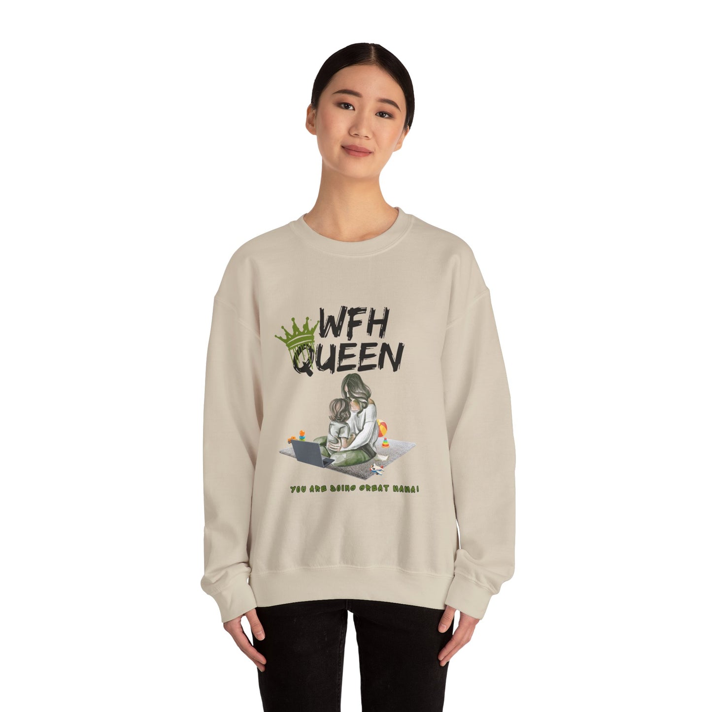 WFH Queen Sweatshirt — Mom Working From Home Crewneck