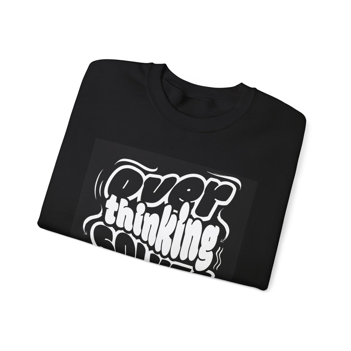 "Overthinking Solves Nothing" Graphic Pullover (Remote & Reset)-Crewneck Sweatshirt —
